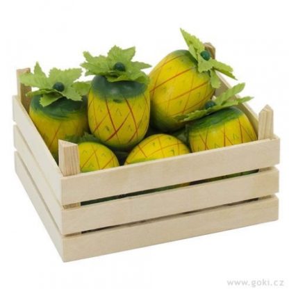 Ananas v dřevěné přepravce, 5 ks (Goki)