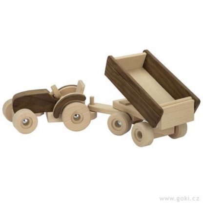 Dřevěný traktor s vlečkou (Goki)