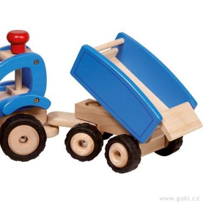 Dřevěné auto traktor  s  vlečkou (Goki) - Image 2