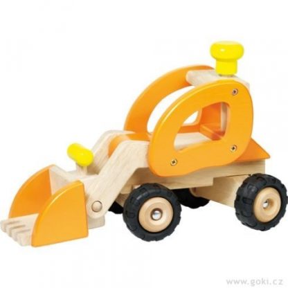 Dřevěné auto oranžový bagr (Goki)