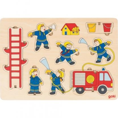 Hasiči – vkládací a balanční puzzle, 8 dílků (Goki)