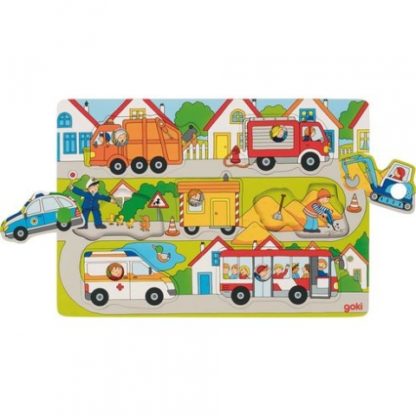 Na ulici – odkrývací puzzle s obrázky na pozadí (Goki)