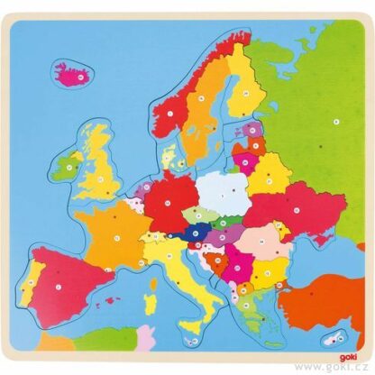 Dřevěné puzzle na desce – Evropa, 35 dílů (Goki)