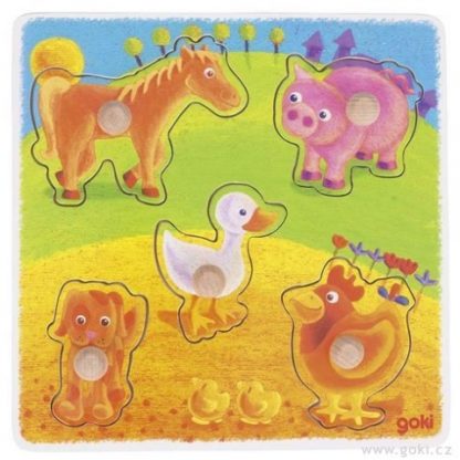 Vkládací puzzle – zvířátka na statku, 5 dílů