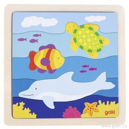 Dřevěné puzzle – V moři, 5 dílů (Goki)
