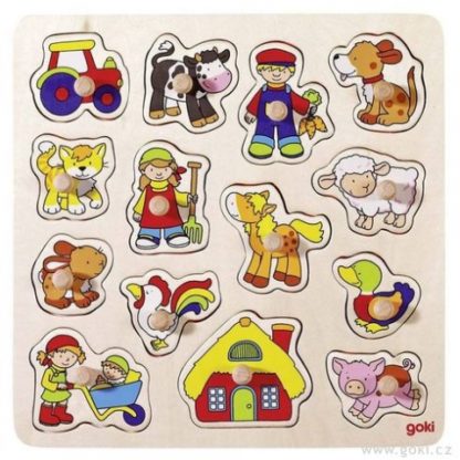 Kohoutek, prasátko … vkládací dřevěné puzzle