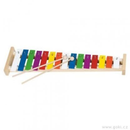 Xylofon duhový, 15 tónů + noty, 42 cm