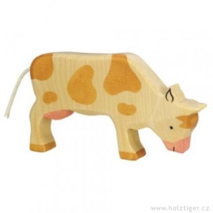 Kravička na pastvě, hnědá – dřevěné zvířátko (Holztiger)