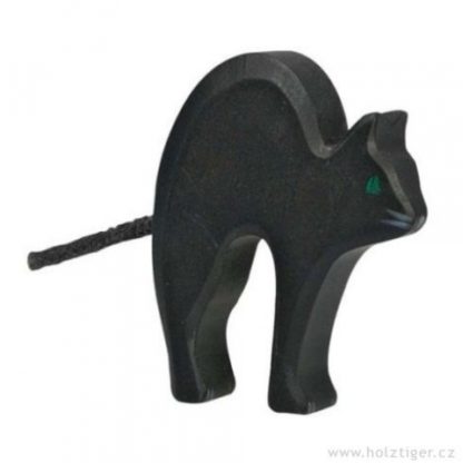 Kočička černá – vyřezávaná dřevěná hračka (Holztiger)