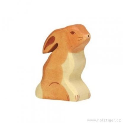 Sedící zajíček – dřevěné zvířátko (Holztiger)