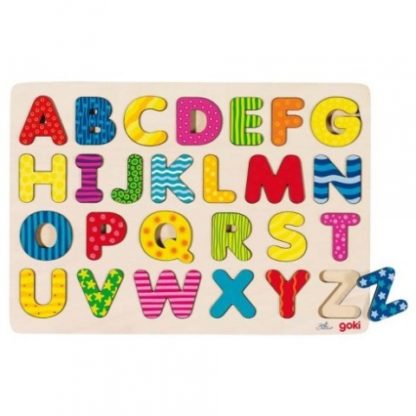 Dřevěné puzzle na desce – Abeceda II, 26 dílů (Goki)