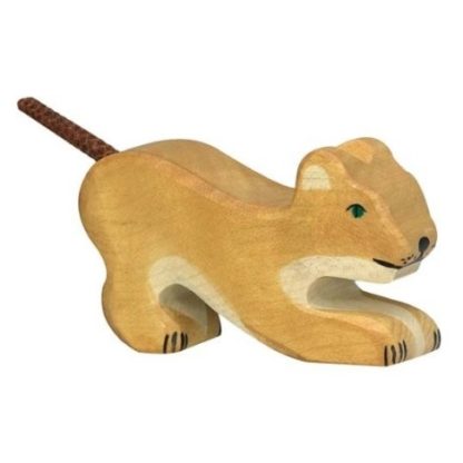 Lev malý, hrající si – dřevěné zvíře (Holztiger)