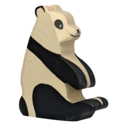 Panda medvídek, sedící – vyřezávané zvířátko ze dřeva (Holztiger)