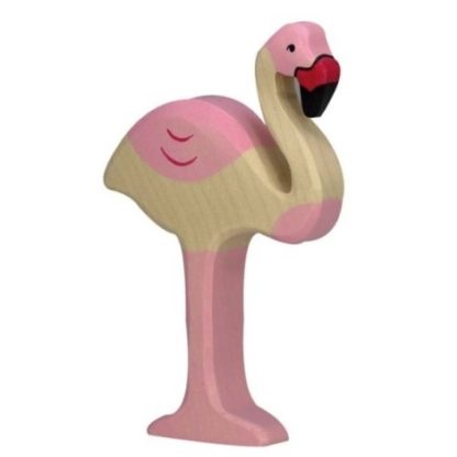 Plameňák růžový – dřevěné zvíře