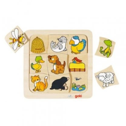 Dřevěné puzzle – Kdo kde bydlí?