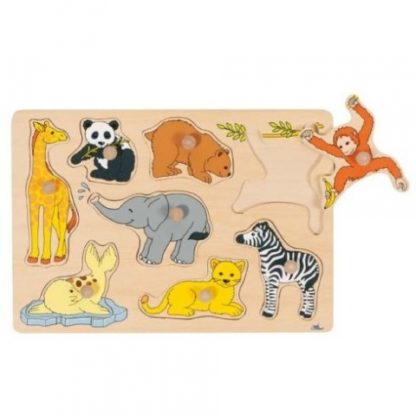 Puzzle s dřevěnými úchytkami – Mláďata zvířat III (Goki)