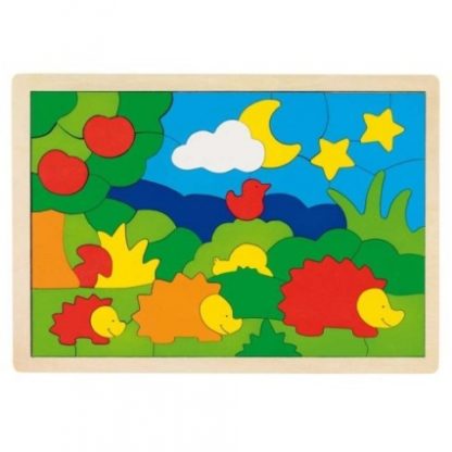 Dřevěné puzzle na desce – Ježci