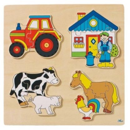 Dřevěné puzzle na desce – Statek