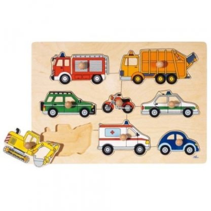Puzzle s dřevěnými úchytkami – Dopravní prostředky