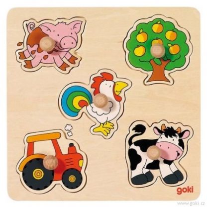 Vkládací dřevěné puzzle na vesnici