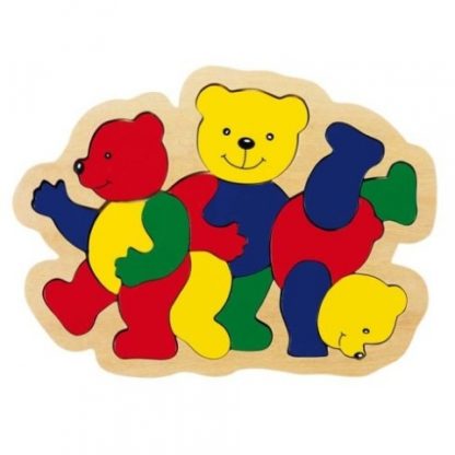 Dřevěné puzzle v rámečku – 3 medvídci