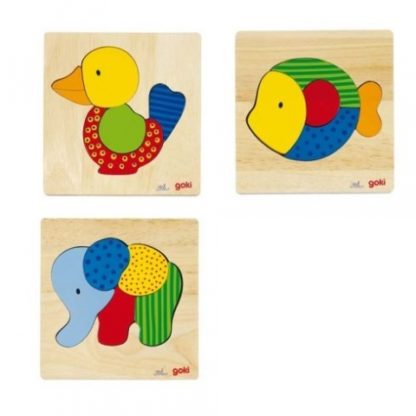 Dřevěné puzzle v rámečku – Kačenka, slon, rybka