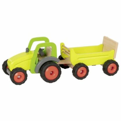 Zelený traktor s vlečkou, 45 cm (Goki)
