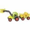 Traktor s čelním nakladačem a vlečkou sena, 55 cm (Goki)