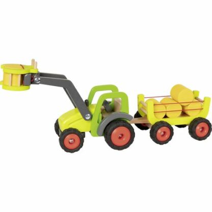Traktor s čelním nakladačem a vlečkou sena, 55 cm (Goki)