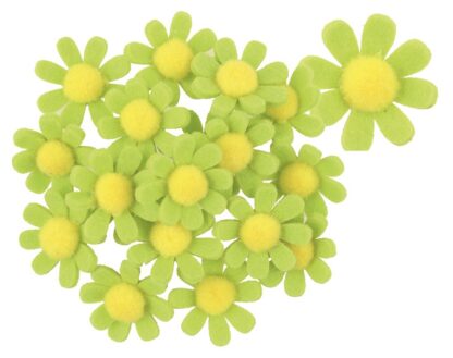 Dekorace květy z filcu s lepíkem 3,5 cm-zelené