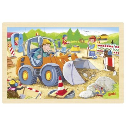 Staveniště – dřevěné puzzle, 24 díly (Goki)