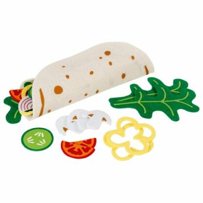 Wrap se salátem, 18 dílů – potraviny do dětské kuchyňky (Goki)