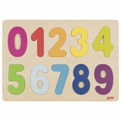 Dřevěné puzzle na desce – Čísla (Goki)