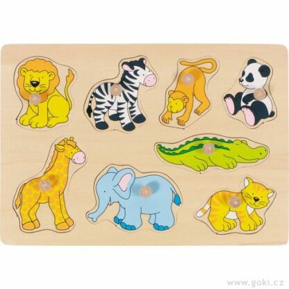 Puzzle s dřevěnými úchytkami – Zoo (Goki)