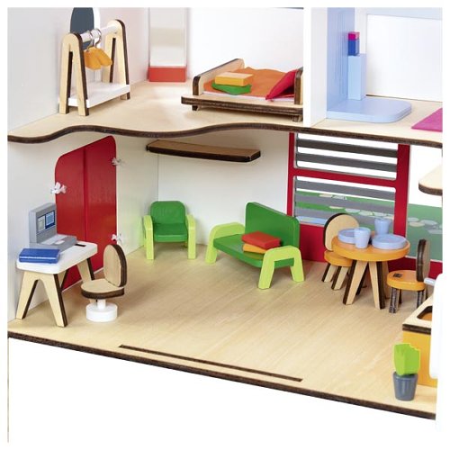 Přenosný domeček pro panenky Eco House, s doplňky - Image 4